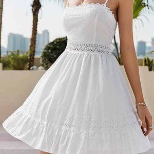 Dreamy White Crochet Lace Mini Dress